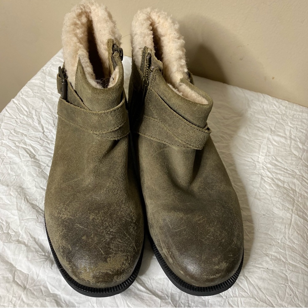 UGG Benson Leather and Shearling Ankle Boots